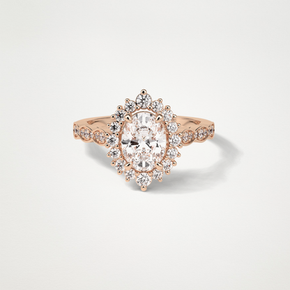 Oval Pave & Cluster Lab Grown Diamond Engagement Ring