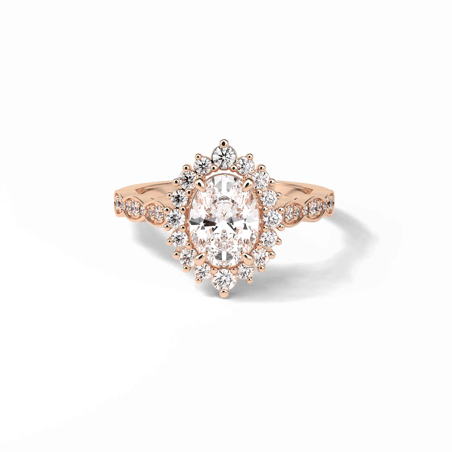 Oval Pave & Cluster Lab Grown Diamond Engagement Ring