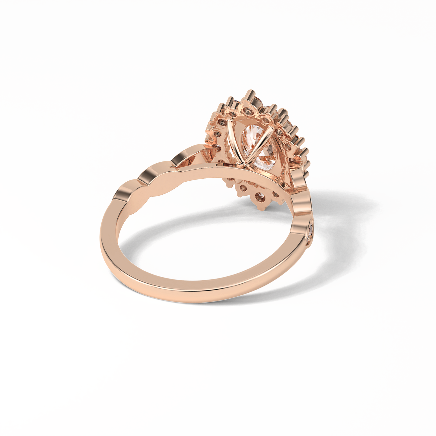 Oval Pave & Cluster Lab Grown Diamond Engagement Ring