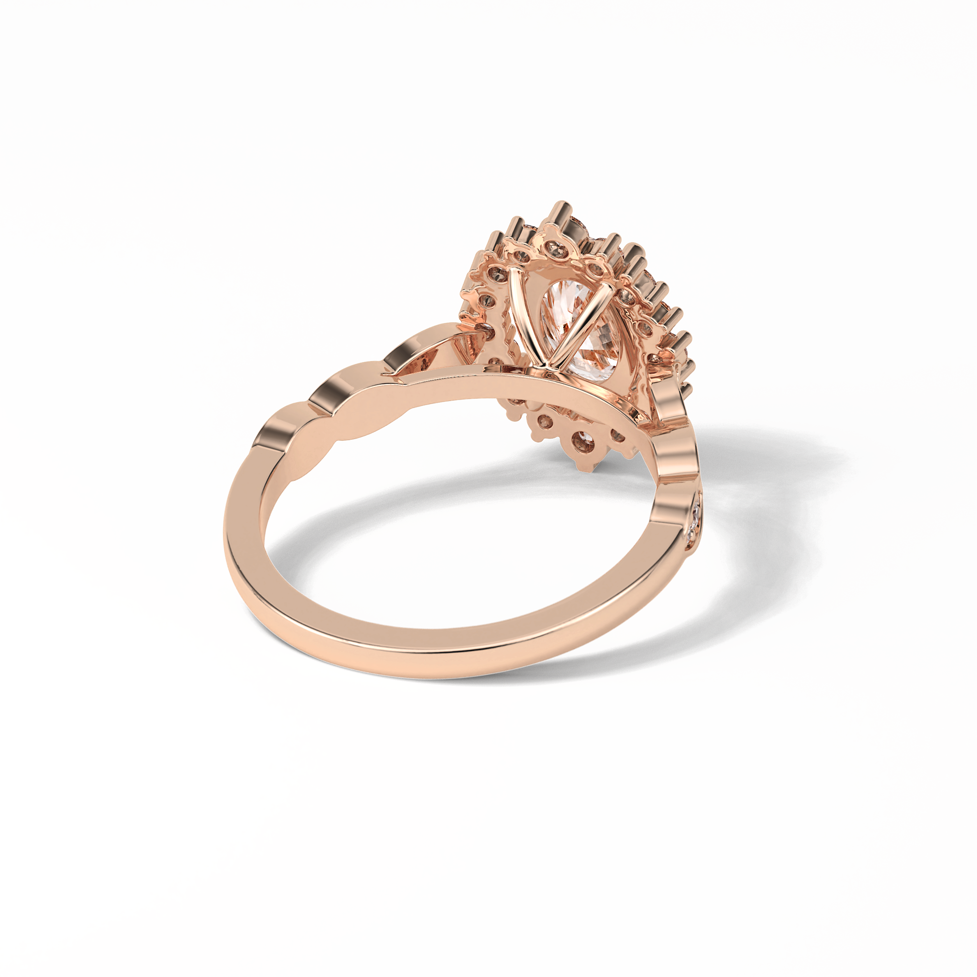 Oval Pave & Cluster Lab Grown Diamond Engagement Ring