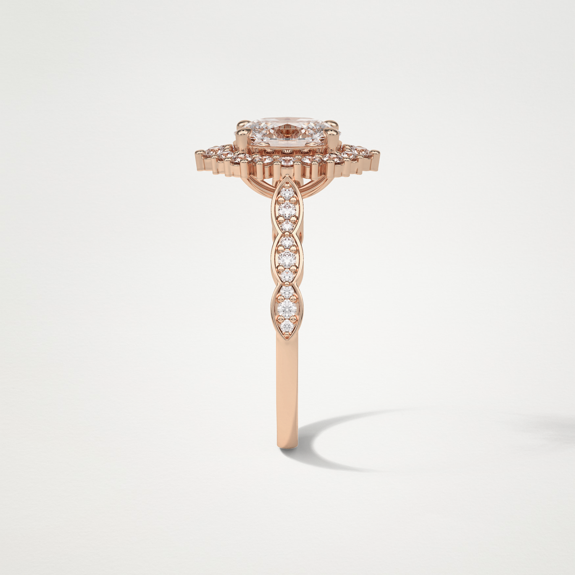Oval Pave & Cluster Lab Grown Diamond Engagement Ring
