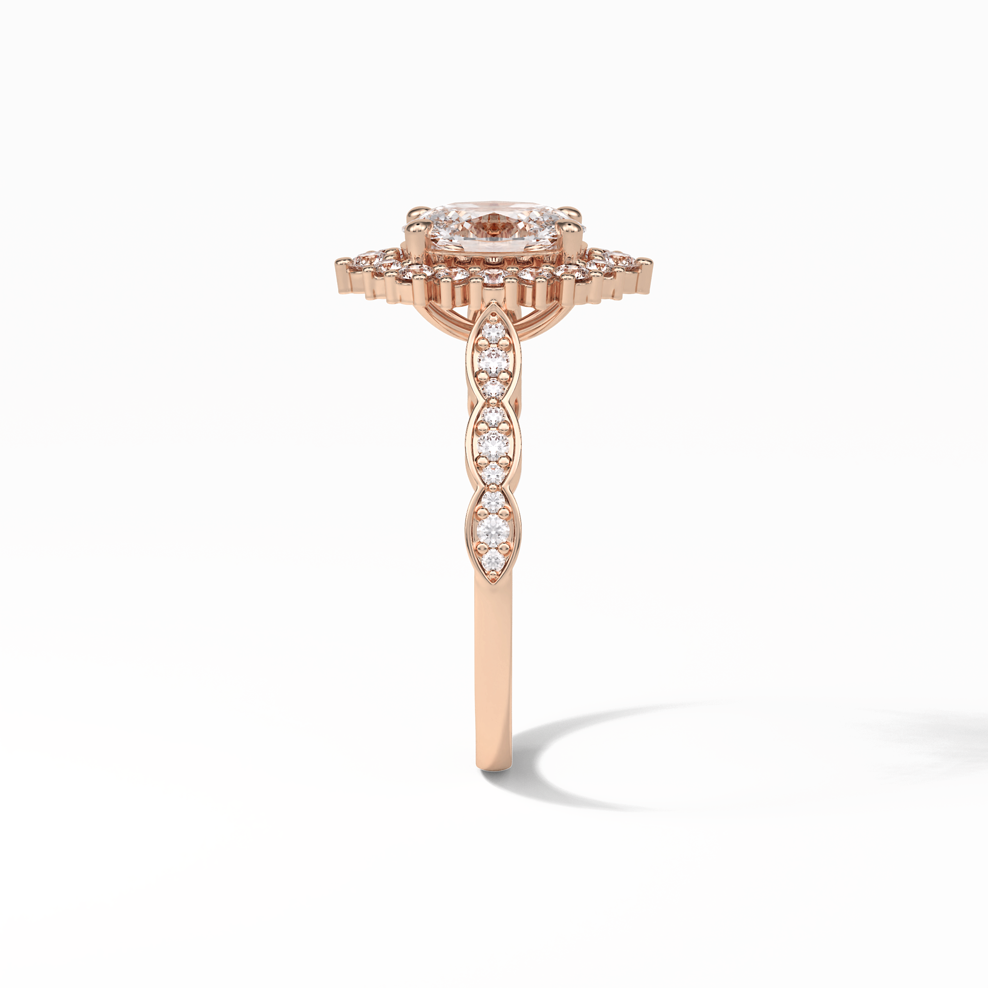 Oval Pave & Cluster Lab Grown Diamond Engagement Ring