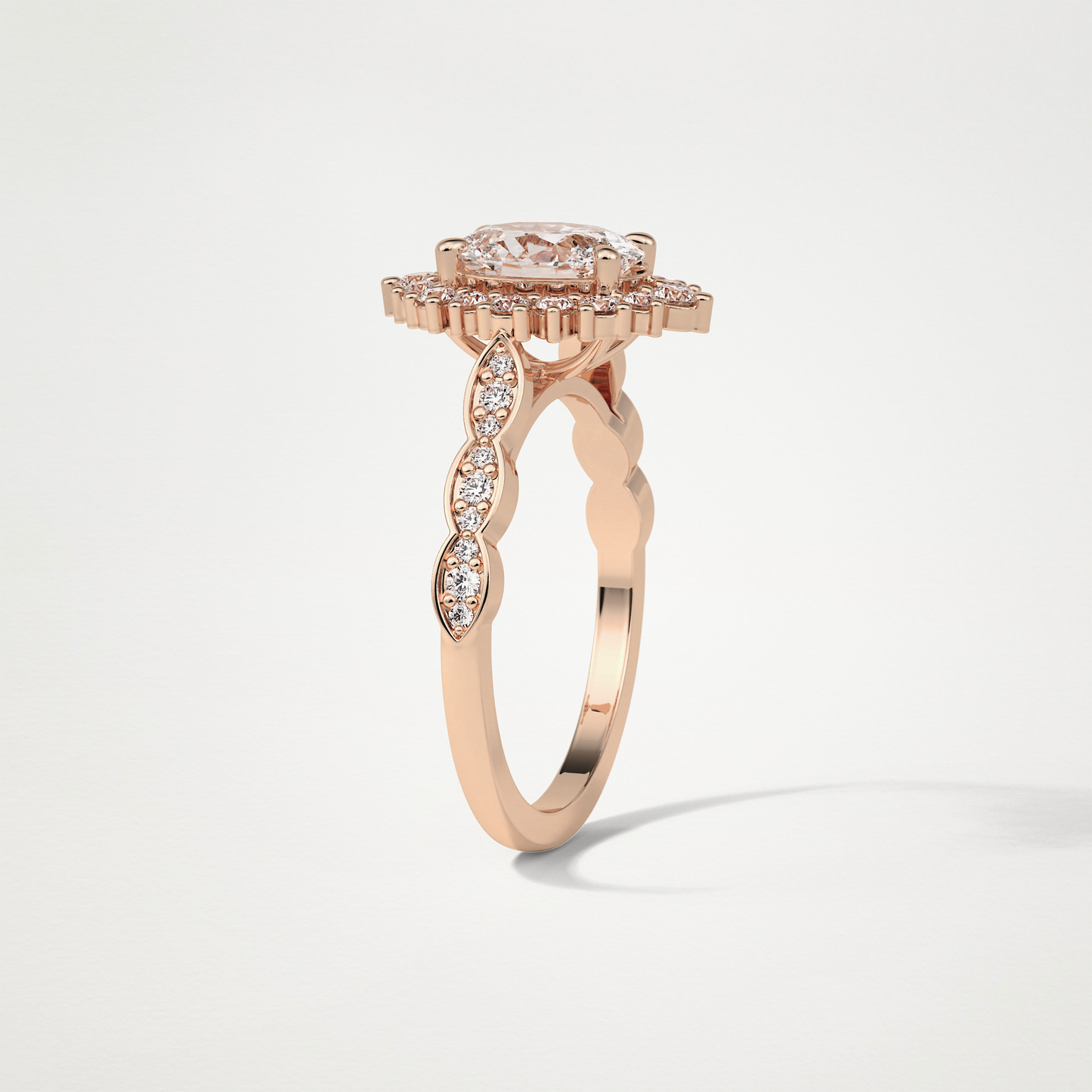 Oval Pave & Cluster Lab Grown Diamond Engagement Ring