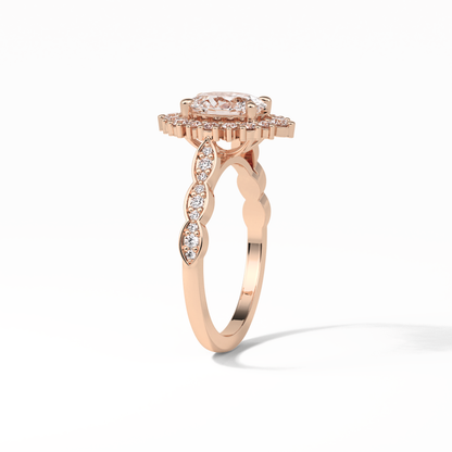 Oval Pave & Cluster Lab Grown Diamond Engagement Ring