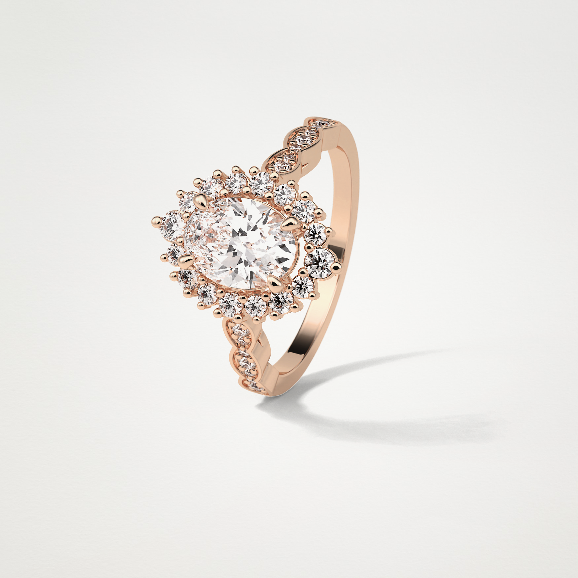 Oval Pave & Cluster Lab Grown Diamond Engagement Ring