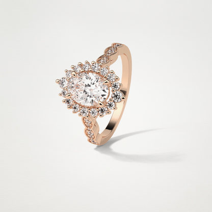 Oval Pave & Cluster Lab Grown Diamond Engagement Ring