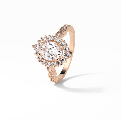Oval Pave & Cluster Lab Grown Diamond Engagement Ring