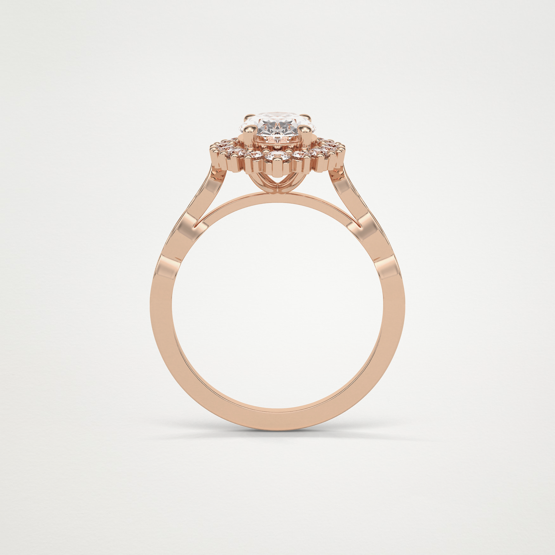 Oval Pave & Cluster Lab Grown Diamond Engagement Ring