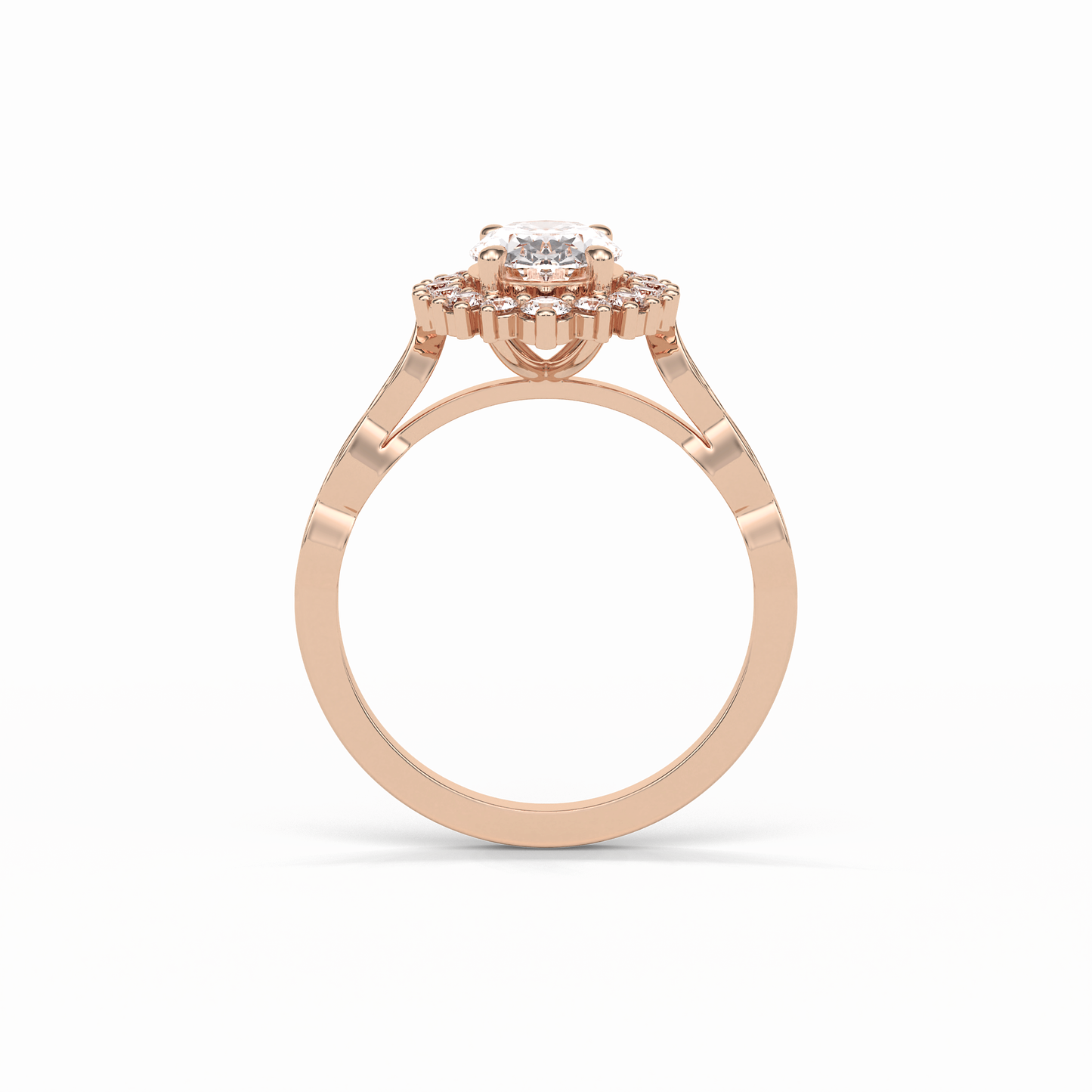 Oval Pave & Cluster Lab Grown Diamond Engagement Ring