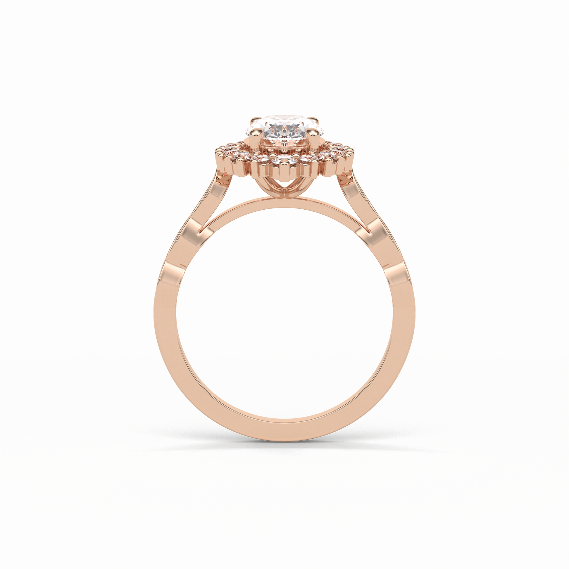 Oval Pave & Cluster Lab Grown Diamond Engagement Ring