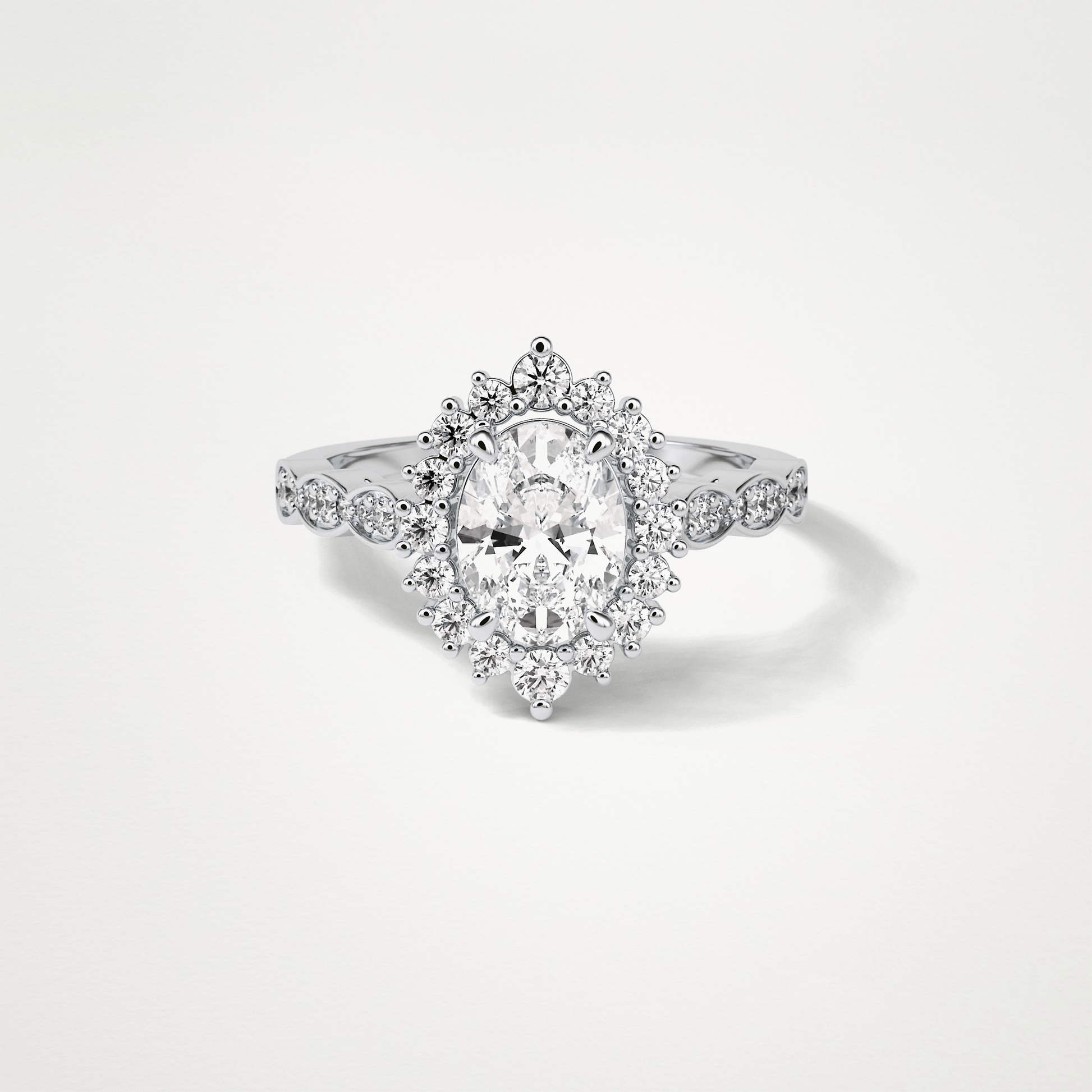 Oval Pave & Cluster Lab Grown Diamond Engagement Ring