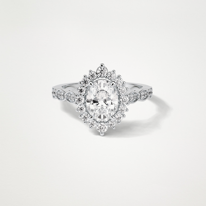 Oval Pave & Cluster Lab Grown Diamond Engagement Ring