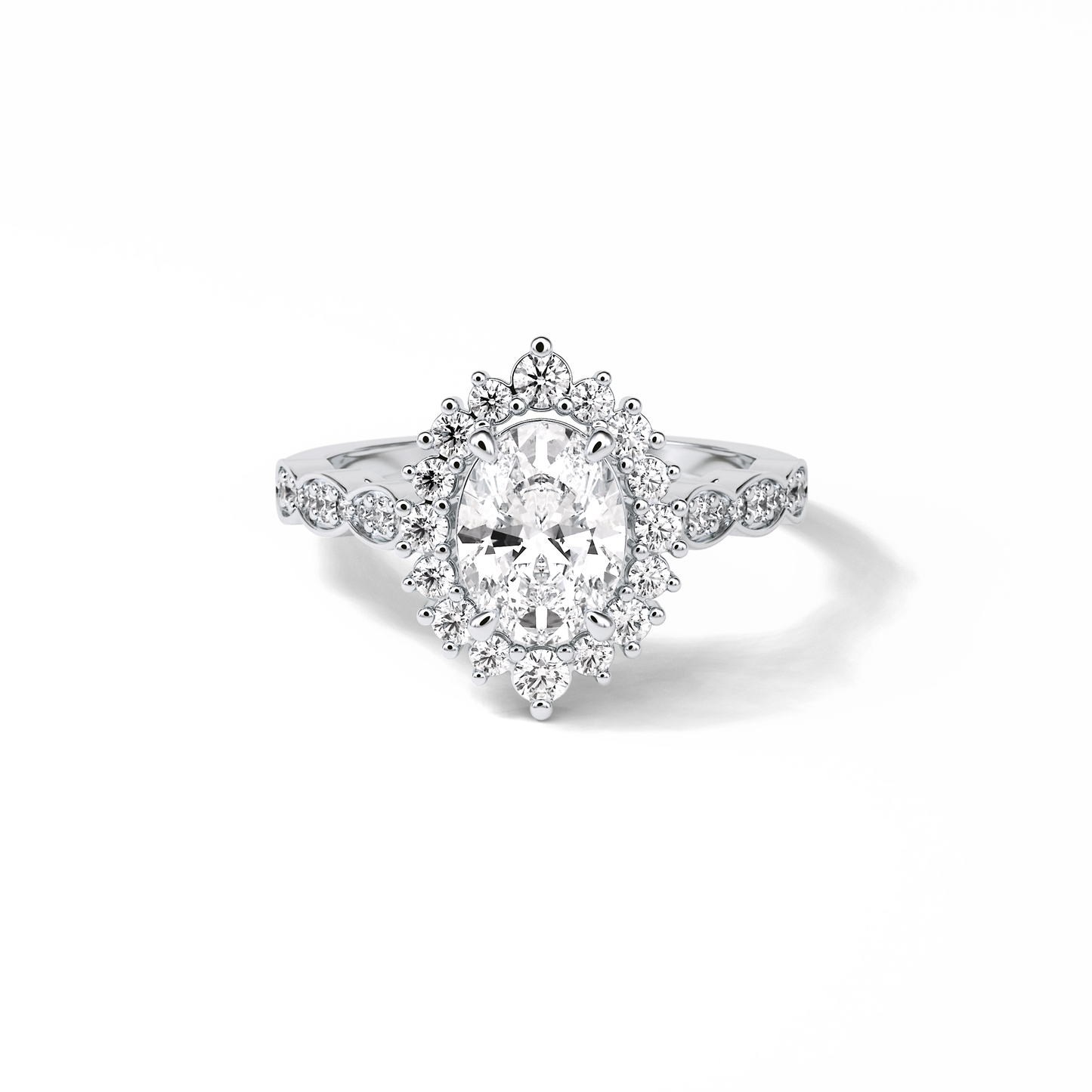 Oval Pave & Cluster Lab Grown Diamond Engagement Ring