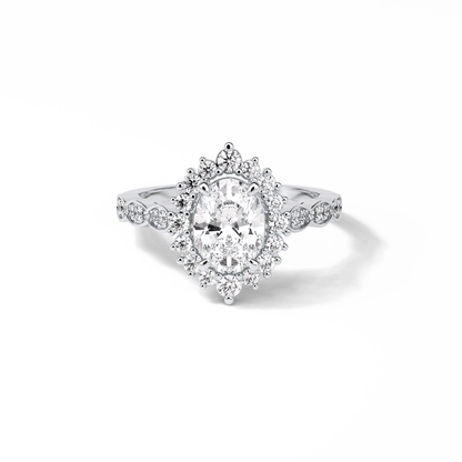 Oval Pave & Cluster Lab Grown Diamond Engagement Ring