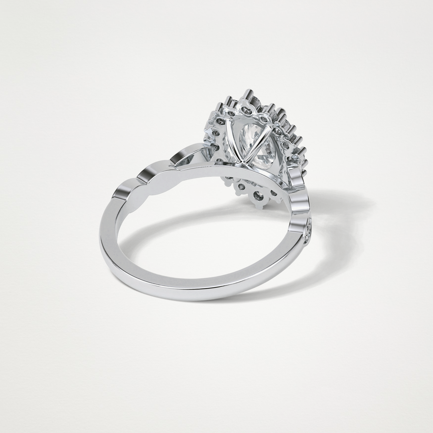 Oval Pave & Cluster Lab Grown Diamond Engagement Ring