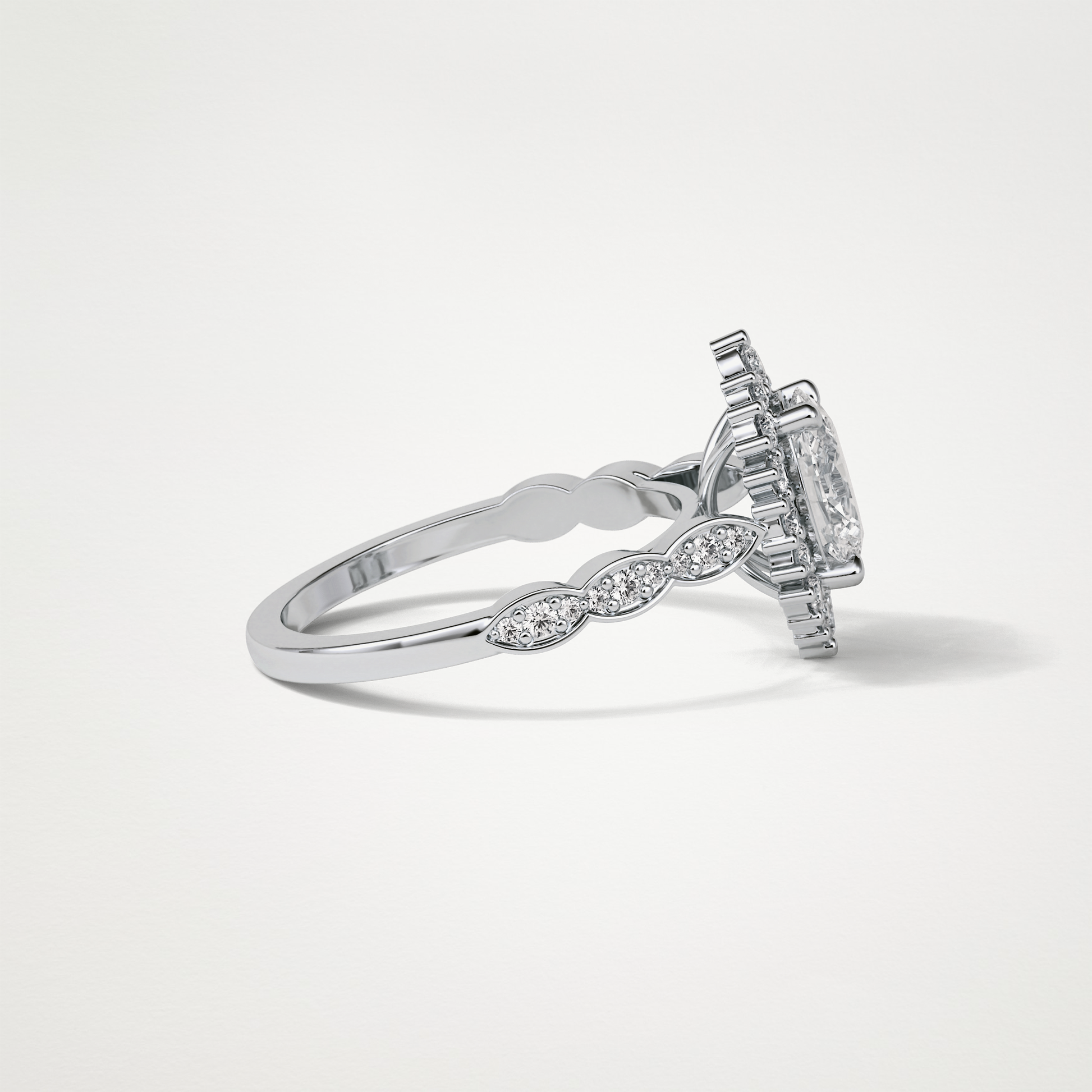 Oval Pave & Cluster Lab Grown Diamond Engagement Ring