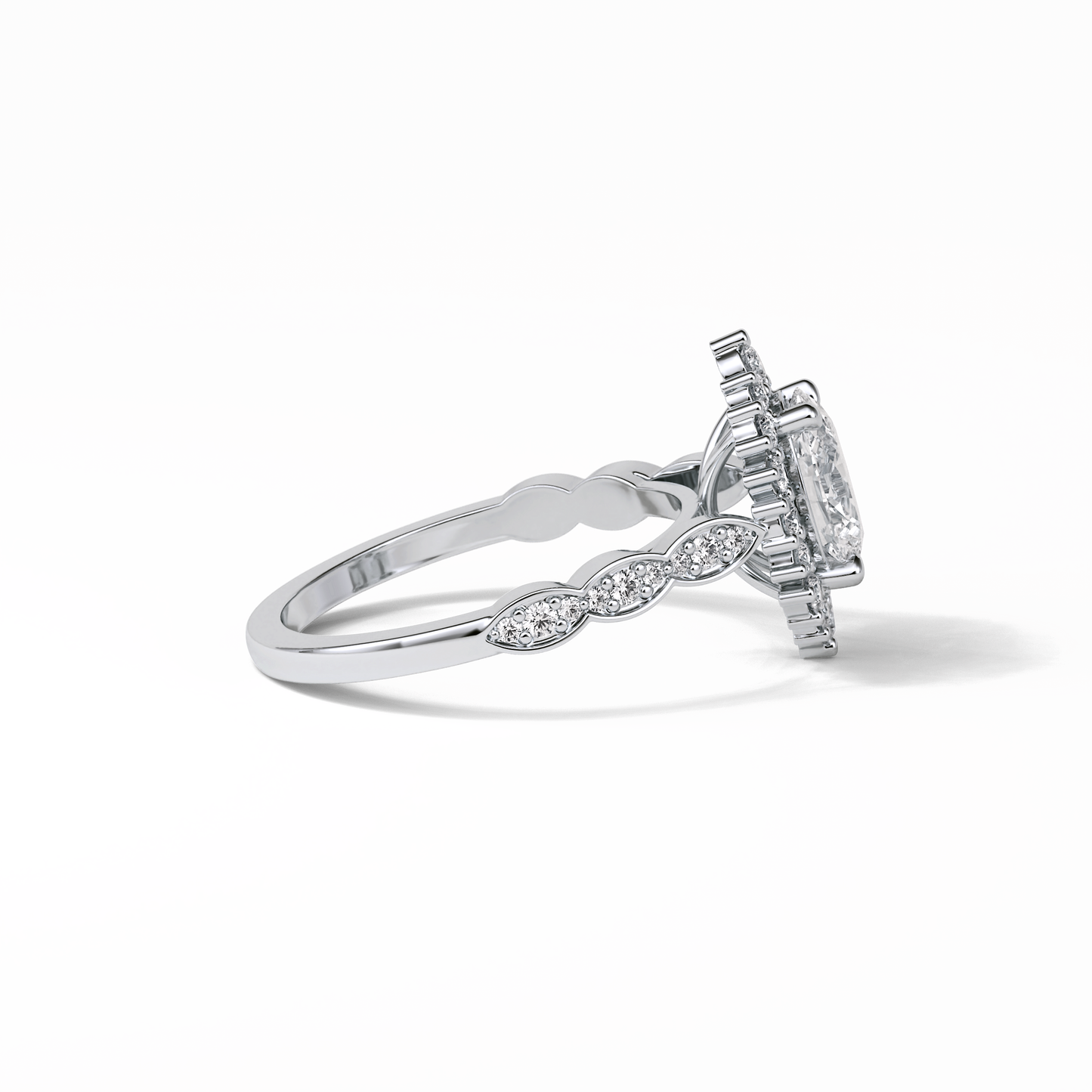 Oval Pave & Cluster Lab Grown Diamond Engagement Ring