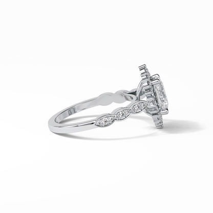 Oval Pave & Cluster Lab Grown Diamond Engagement Ring