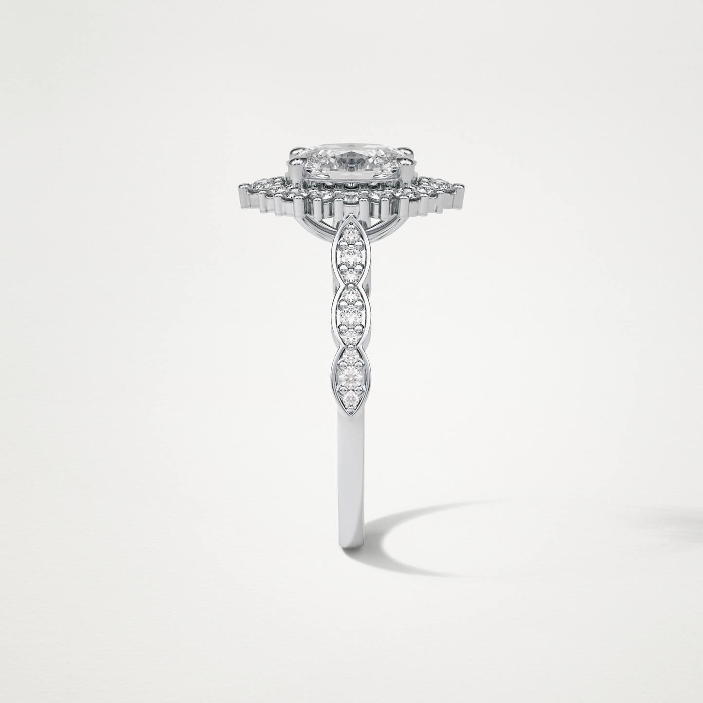 Oval Pave & Cluster Lab Grown Diamond Engagement Ring