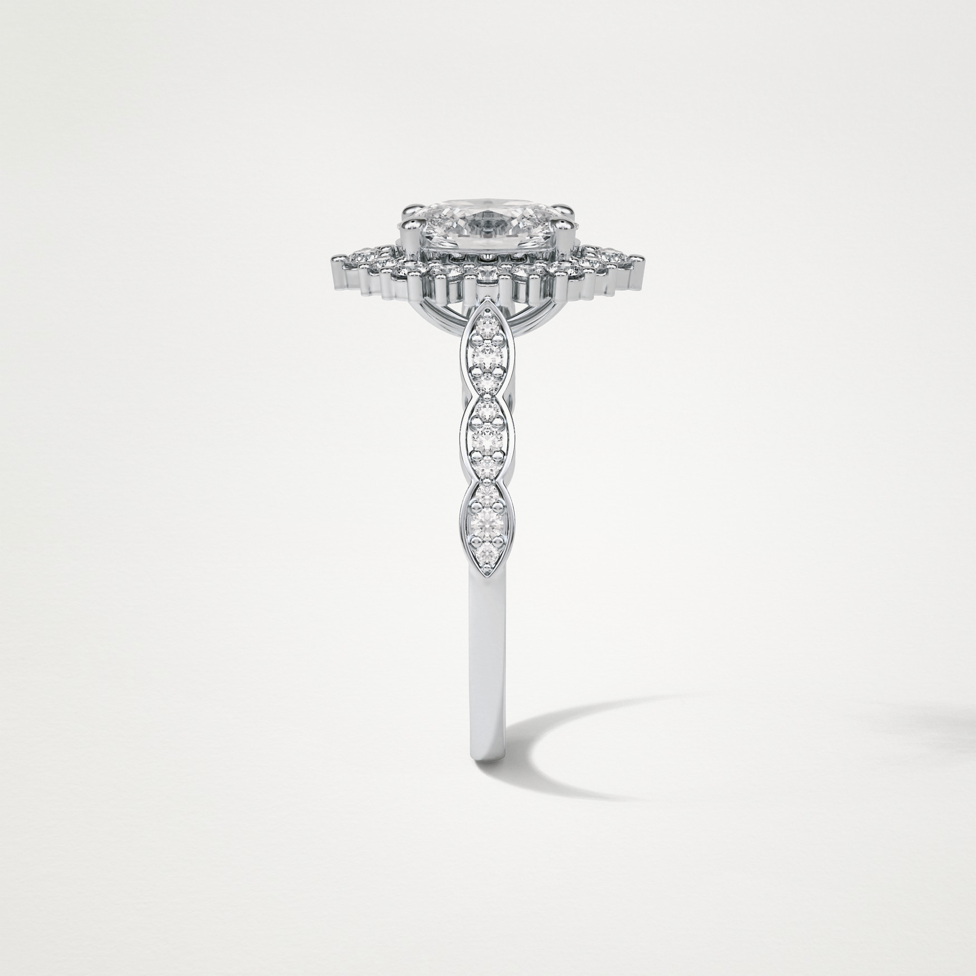 Oval Pave & Cluster Lab Grown Diamond Engagement Ring