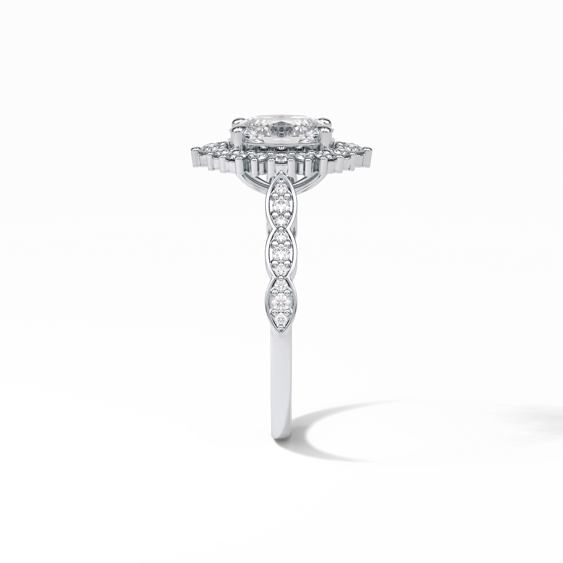 Oval Pave & Cluster Lab Grown Diamond Engagement Ring
