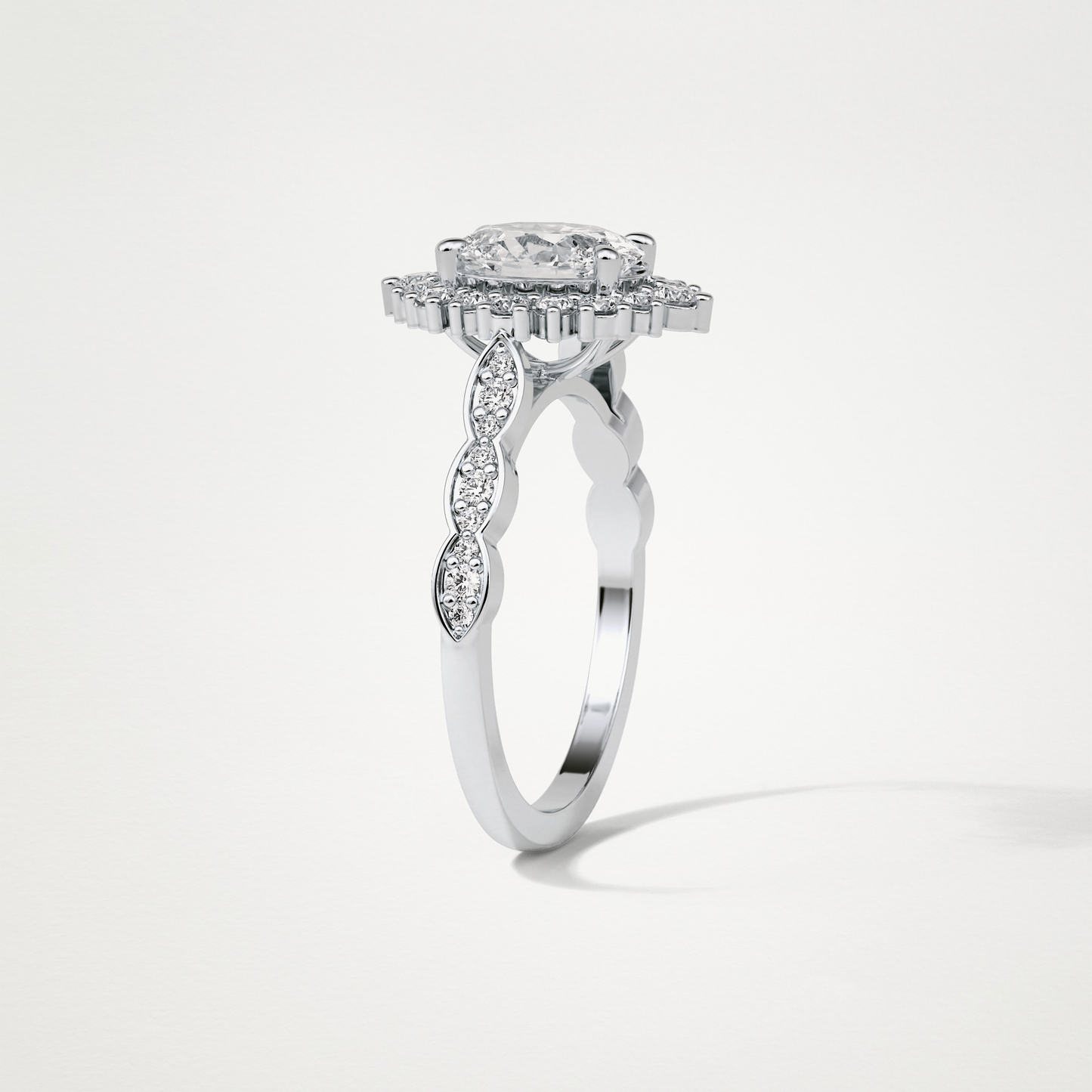Oval Pave & Cluster Lab Grown Diamond Engagement Ring