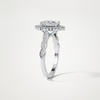 Oval Pave & Cluster Lab Grown Diamond Engagement Ring