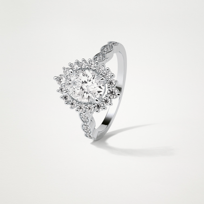 Oval Pave & Cluster Lab Grown Diamond Engagement Ring