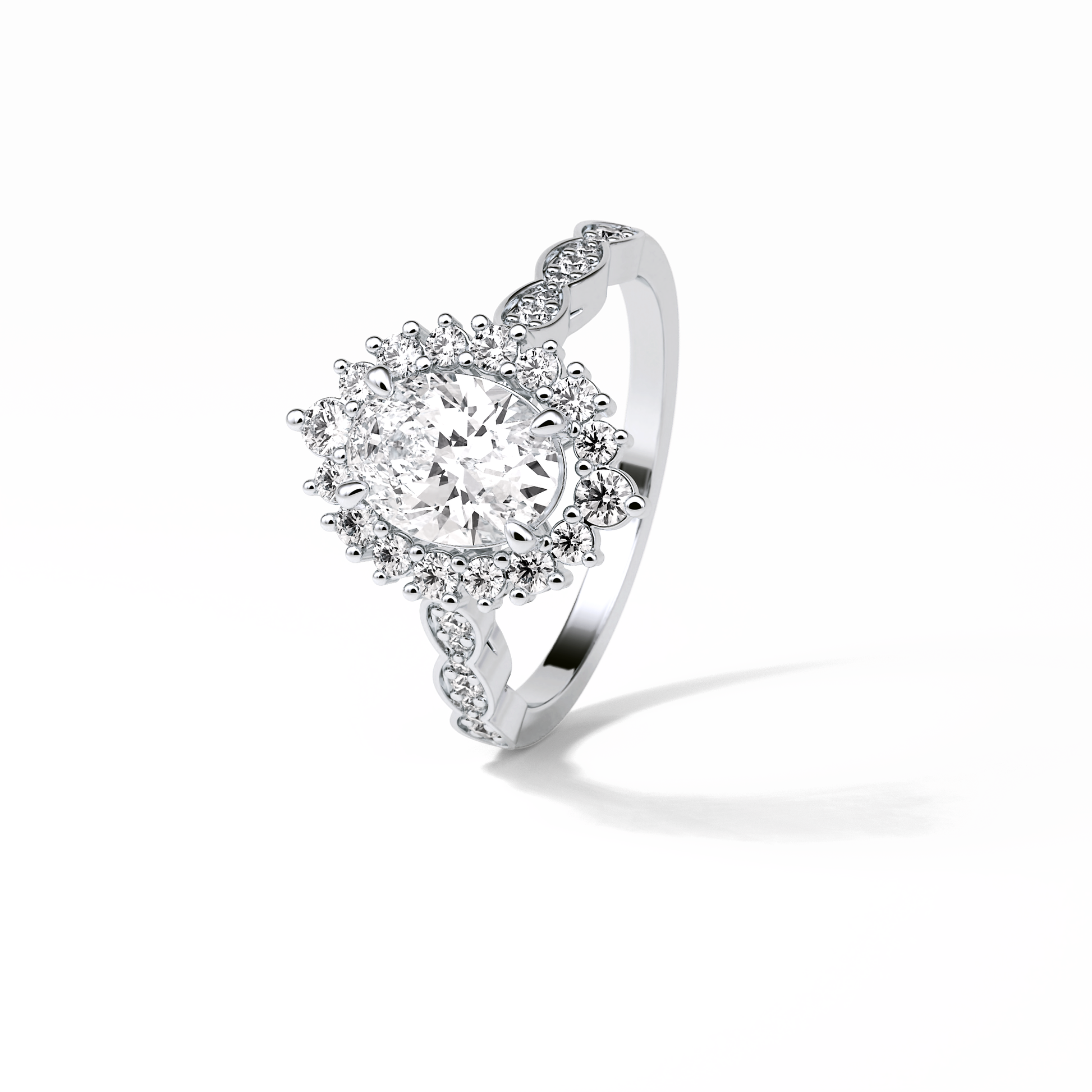 Oval Pave & Cluster Lab Grown Diamond Engagement Ring
