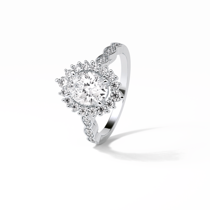 Oval Pave & Cluster Lab Grown Diamond Engagement Ring