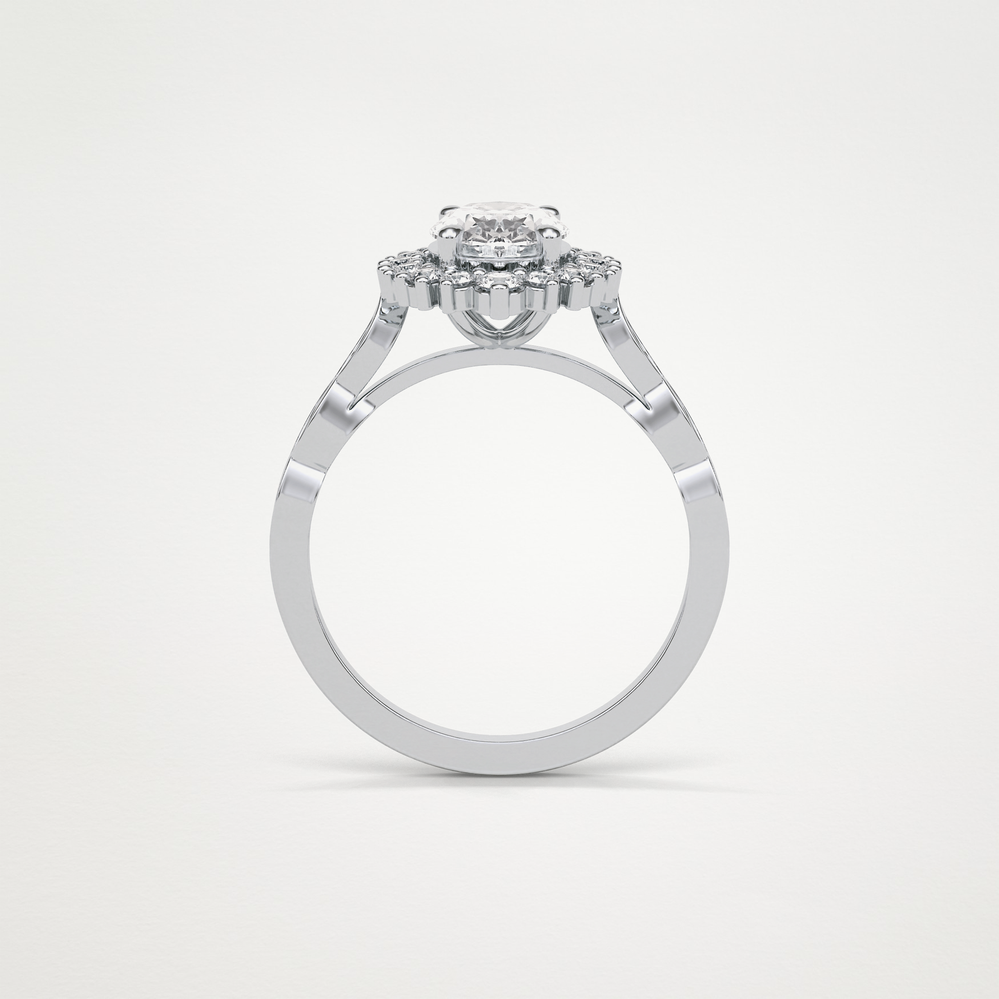 Oval Pave & Cluster Lab Grown Diamond Engagement Ring