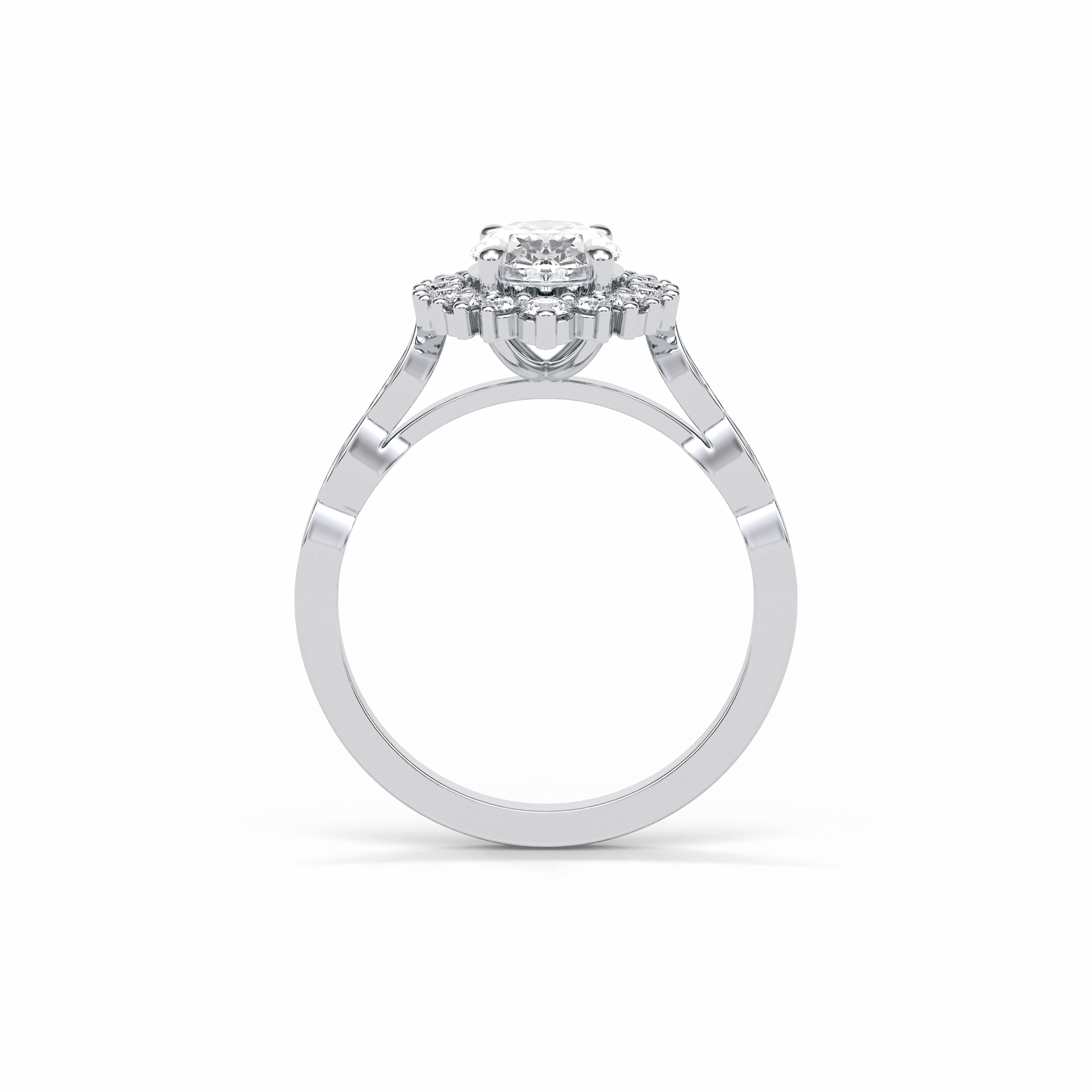 Oval Pave & Cluster Lab Grown Diamond Engagement Ring