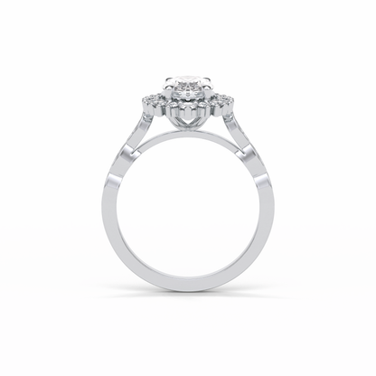 Oval Pave & Cluster Lab Grown Diamond Engagement Ring