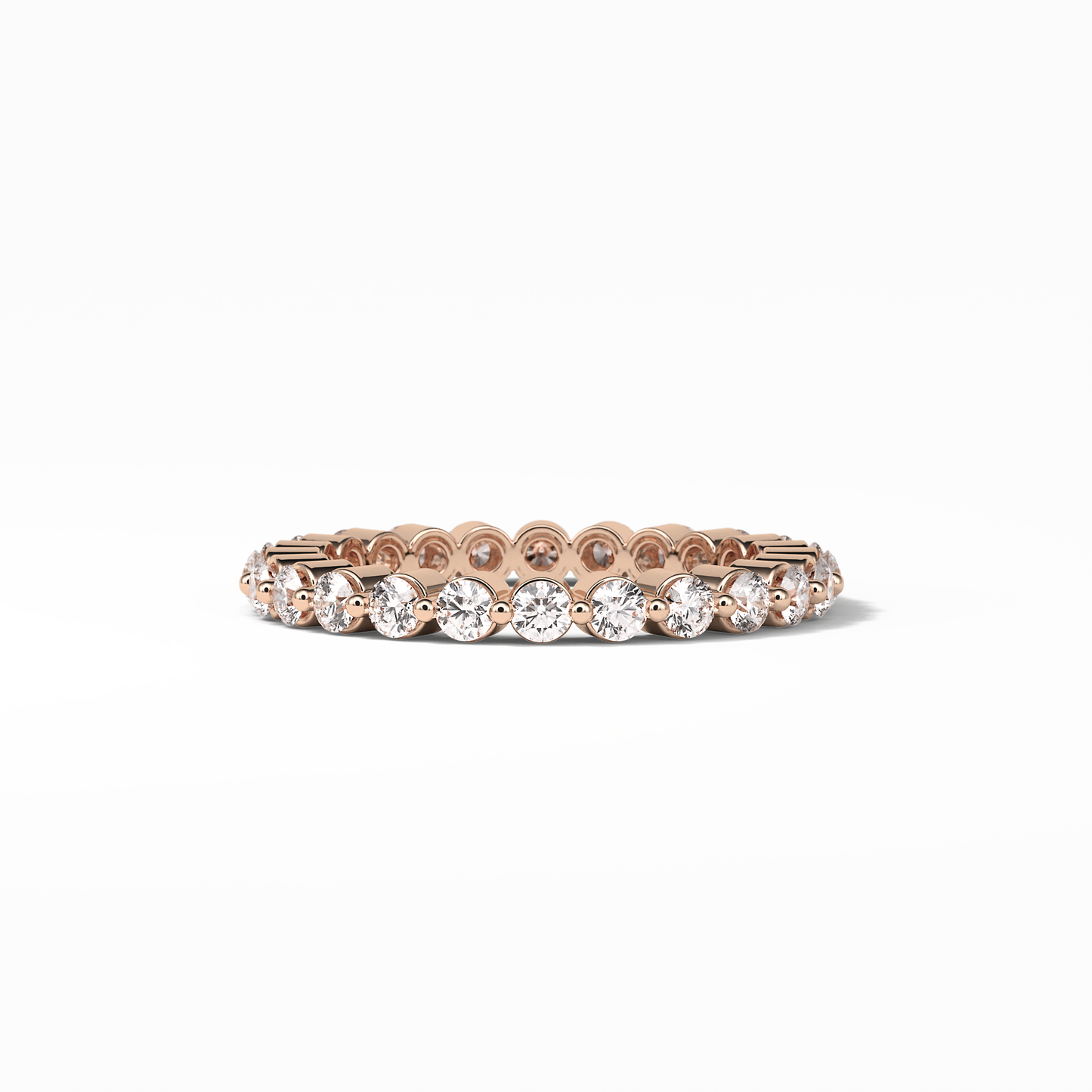 1.2 TCW Round Shaped Moissanite With Full Eternity Wedding Band 16