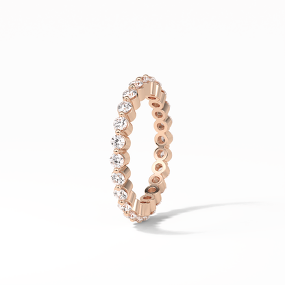 1.2 TCW Round Shaped Moissanite With Full Eternity Wedding Band 10
