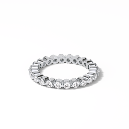 1.2 TCW Round Shaped Moissanite With Full Eternity Wedding Band 5