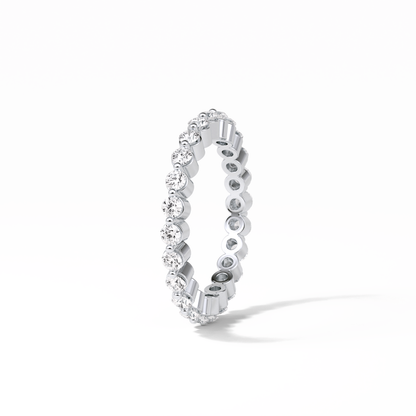 1.2 TCW Round Shaped Moissanite With Full Eternity Wedding Band 2