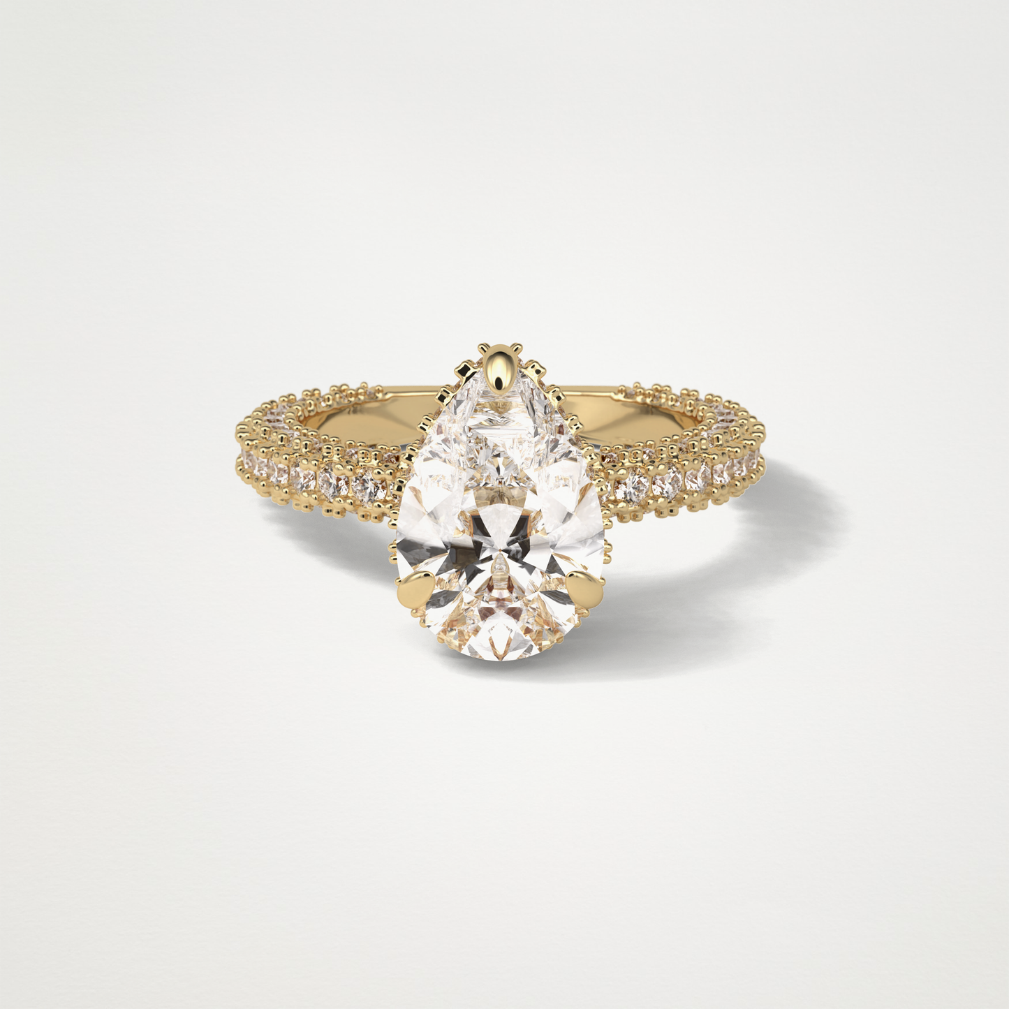 Pear Hidden Halo & Pave Lab Grown Diamond Engagement Ring
