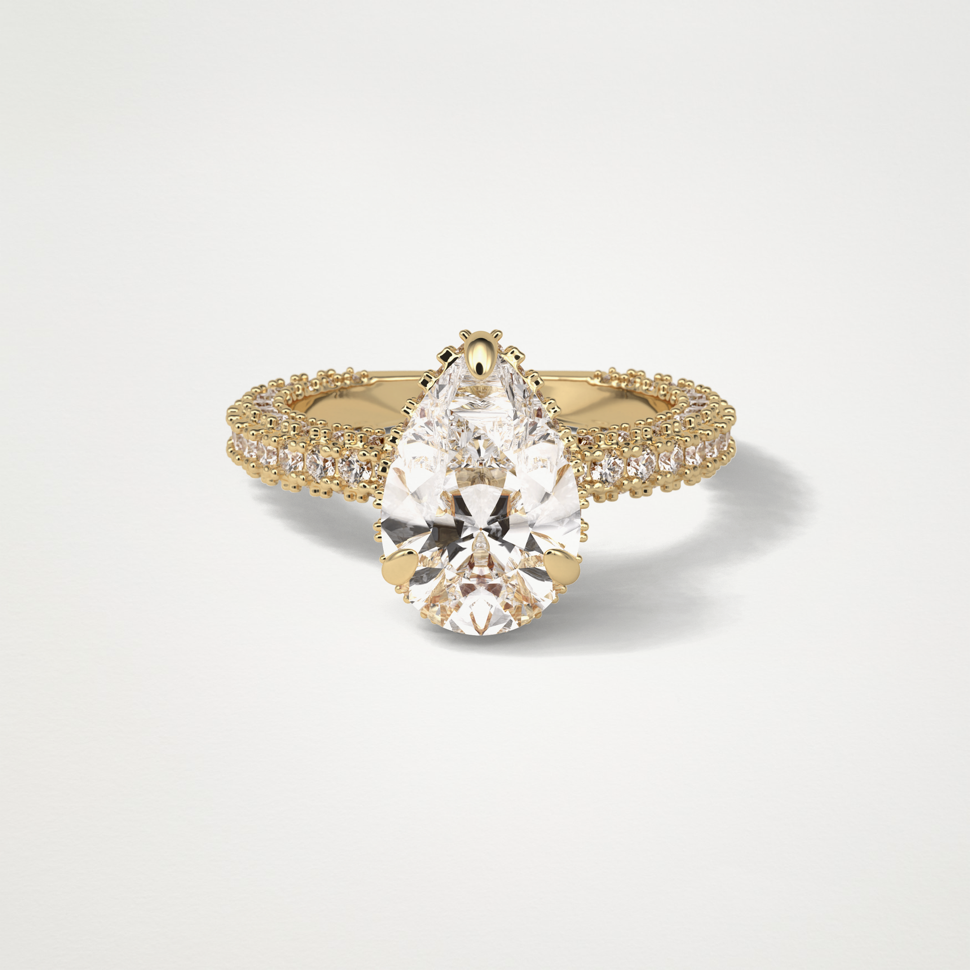 Pear Hidden Halo & Pave Lab Grown Diamond Engagement Ring