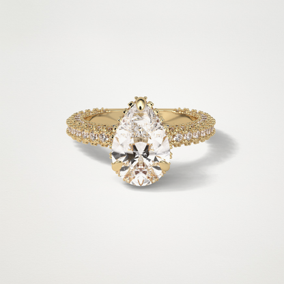 Pear Hidden Halo & Pave Lab Grown Diamond Engagement Ring
