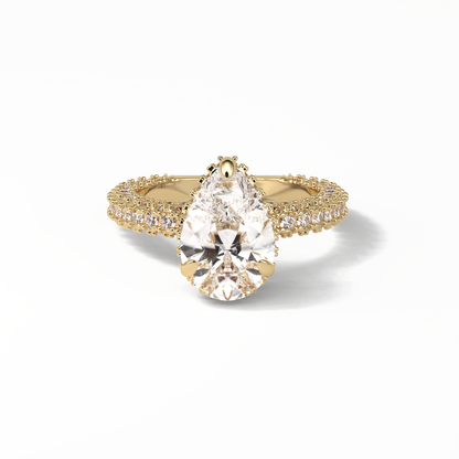 Pear Hidden Halo & Pave Lab Grown Diamond Engagement Ring