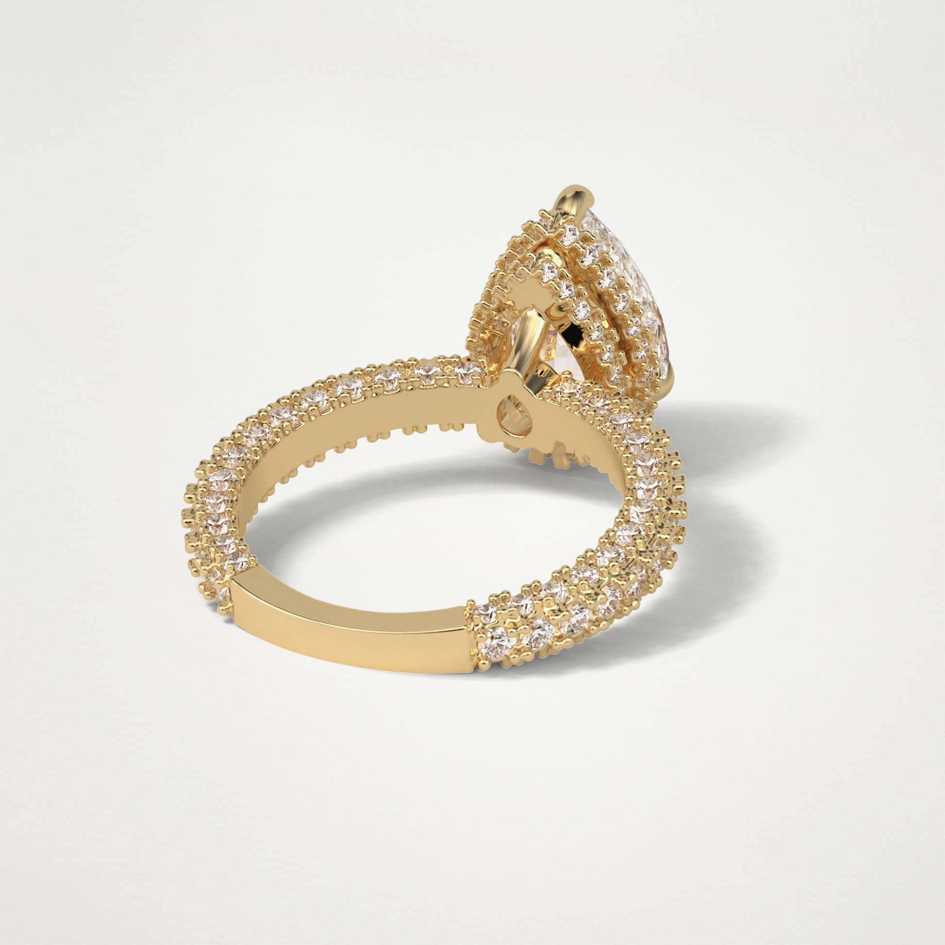 Pear Hidden Halo & Pave Lab Grown Diamond Engagement Ring