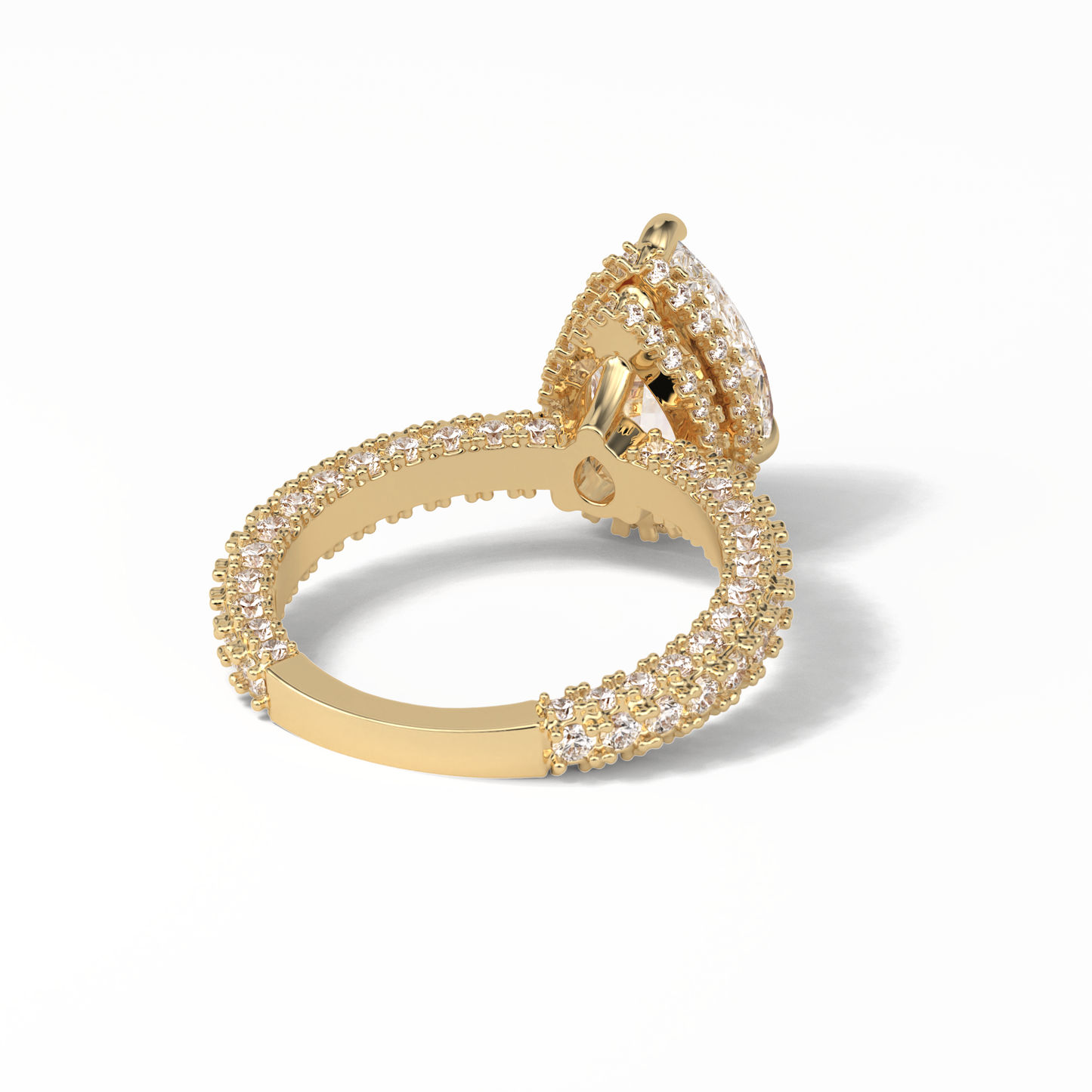 Pear Hidden Halo & Pave Lab Grown Diamond Engagement Ring