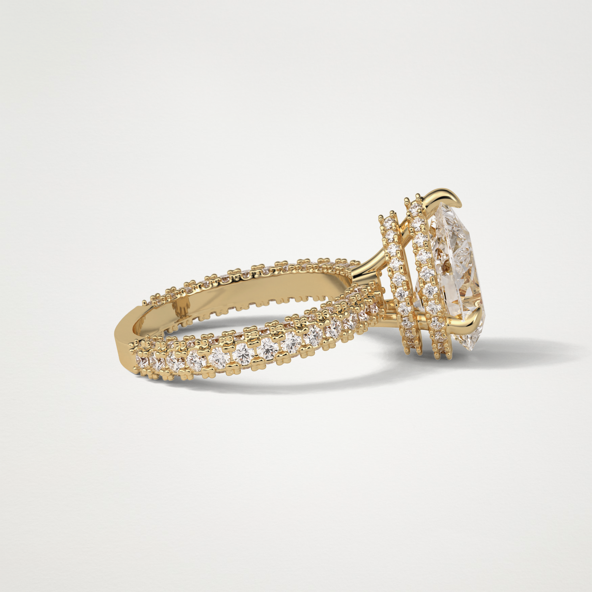 Pear Hidden Halo & Pave Lab Grown Diamond Engagement Ring