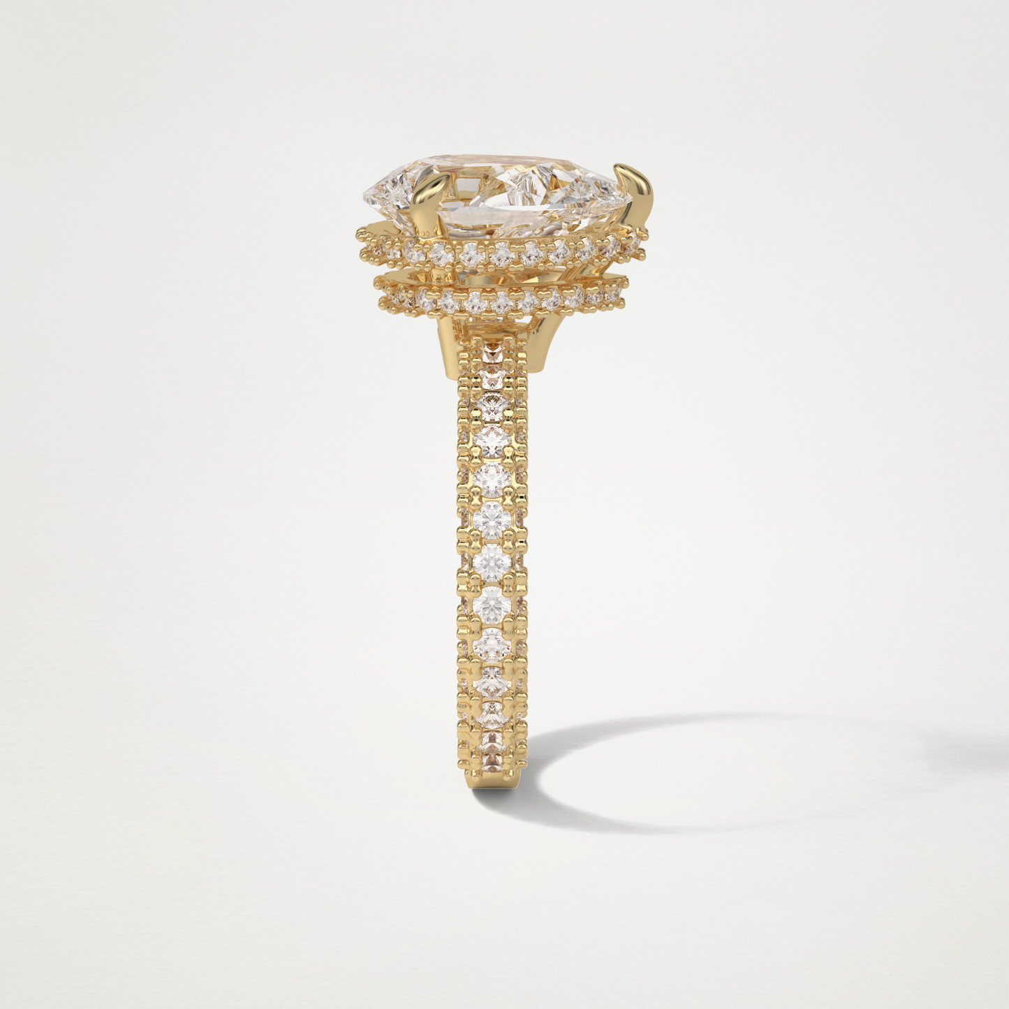 Pear Hidden Halo & Pave Lab Grown Diamond Engagement Ring