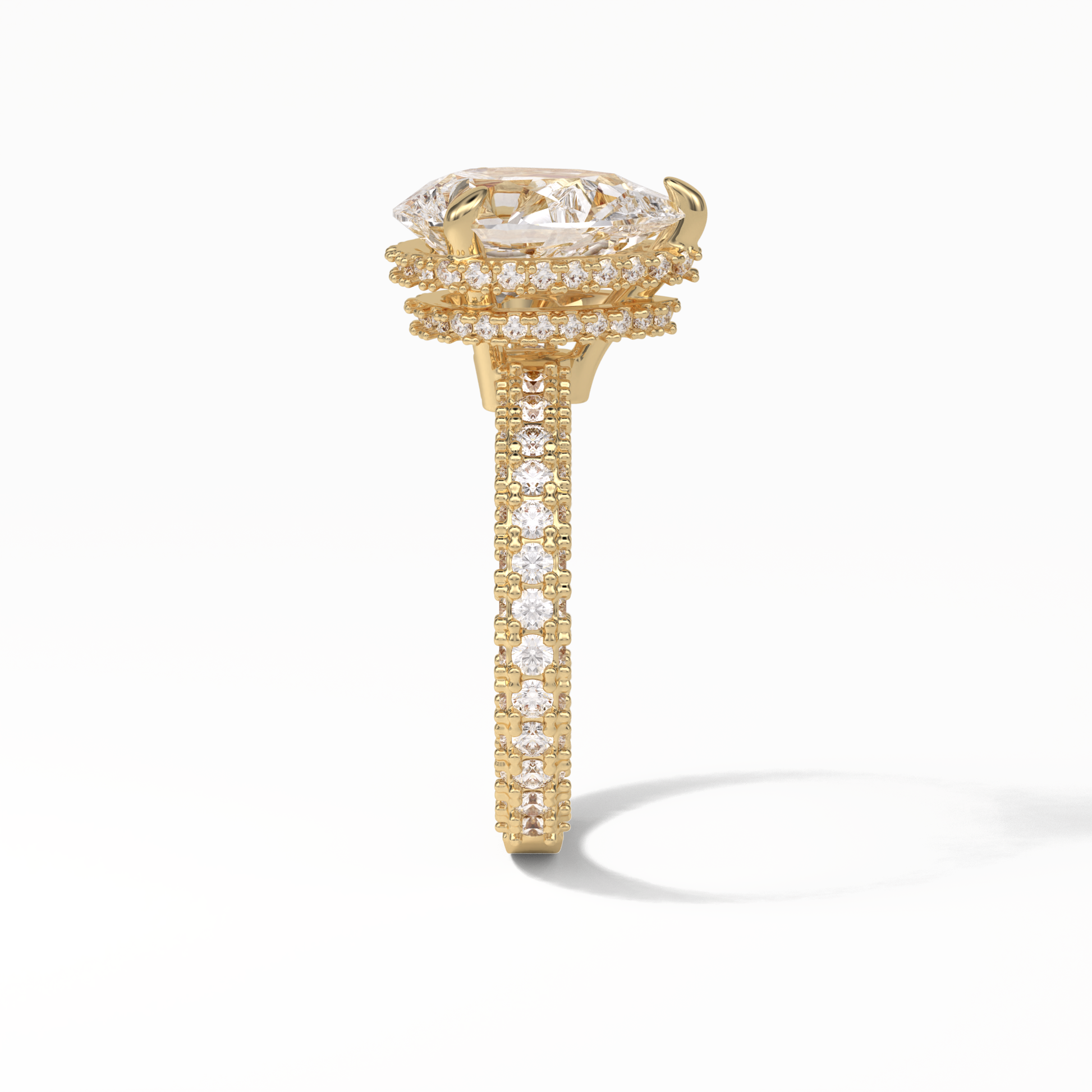 Pear Hidden Halo & Pave Lab Grown Diamond Engagement Ring