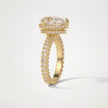 Pear Hidden Halo & Pave Lab Grown Diamond Engagement Ring