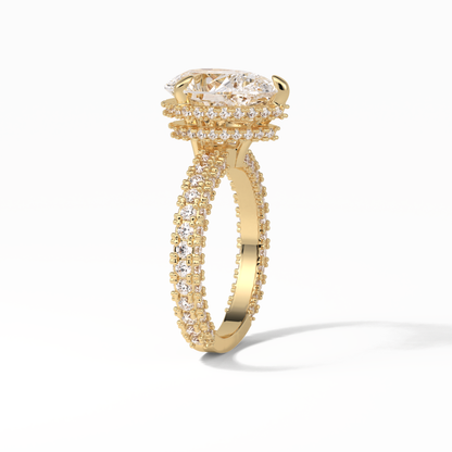 Pear Hidden Halo & Pave Lab Grown Diamond Engagement Ring
