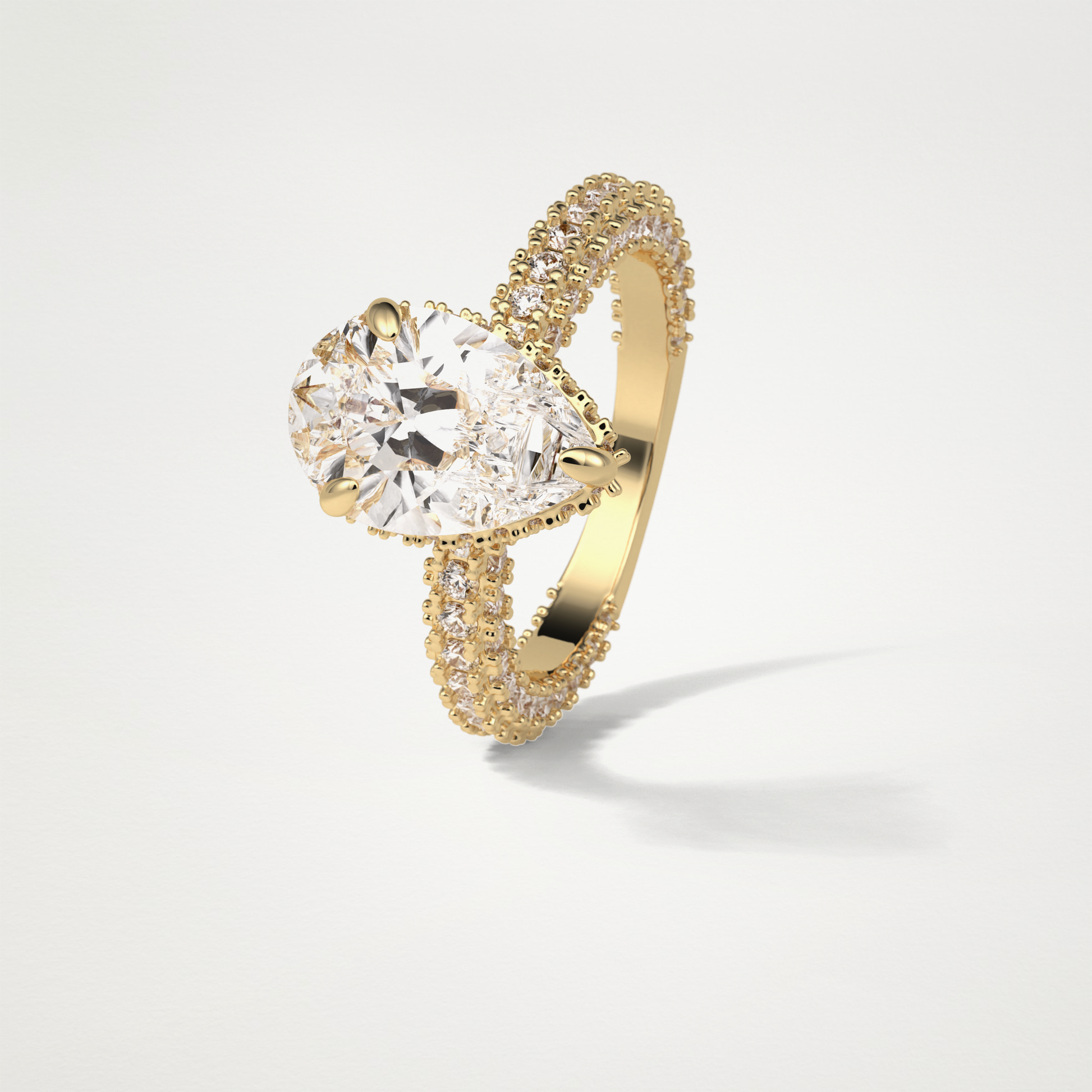 Pear Hidden Halo & Pave Lab Grown Diamond Engagement Ring