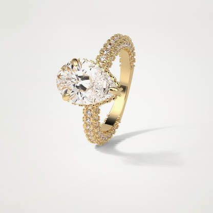 Pear Hidden Halo & Pave Lab Grown Diamond Engagement Ring